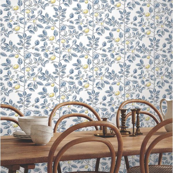 Limoncello Toile Blue Wallpaper, image 3