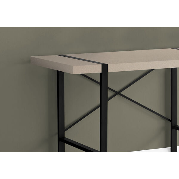 Taupe and Black 24-Inch Rectangular Computer Desk, image 3