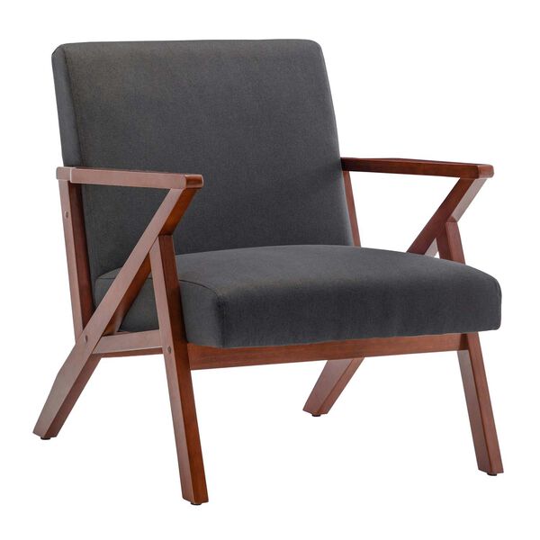 Take A Seat Dark Gray Fabric Espresso Cliff Accent Chair, image 1
