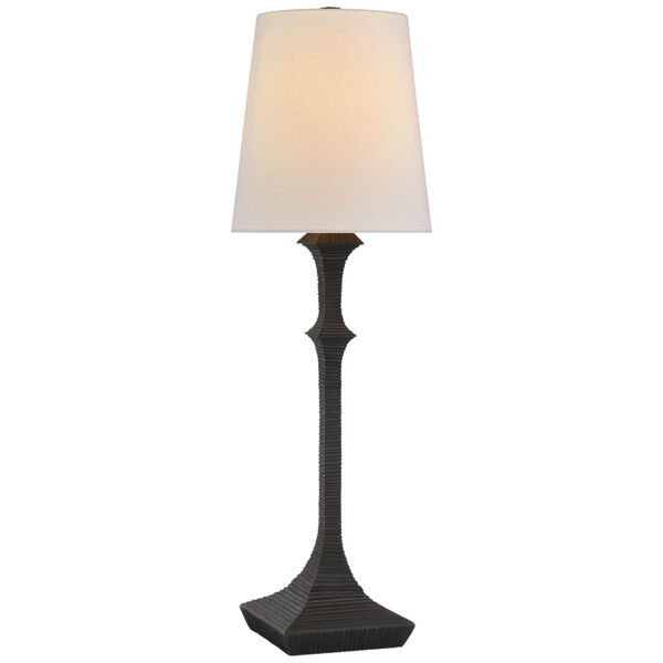 Briar Buffet Lamp in Aged Iron with Linen Shade by Chapman  and  Myers, image 1