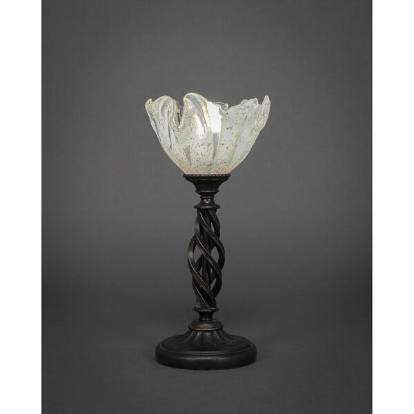 Elegante Dark Granite One-Light Mini Table Lamp with Italian Ice Floral Glass, image 1