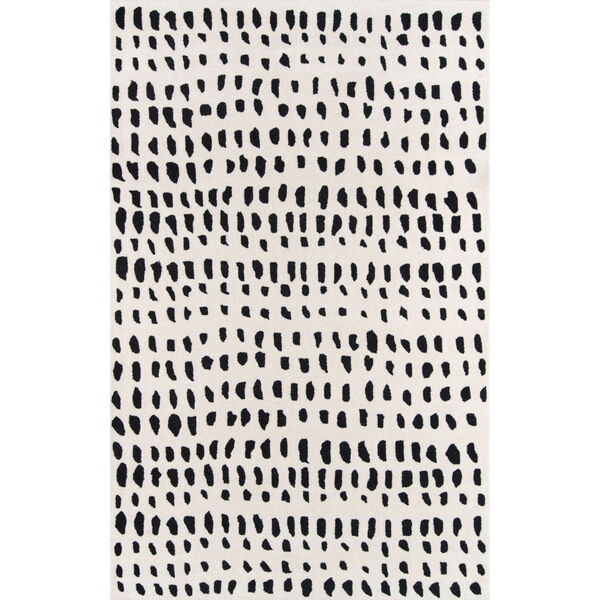 Delmar Boho Dots Black and White Rectangular: 8 Ft. x 10 Ft. Rug, image 1