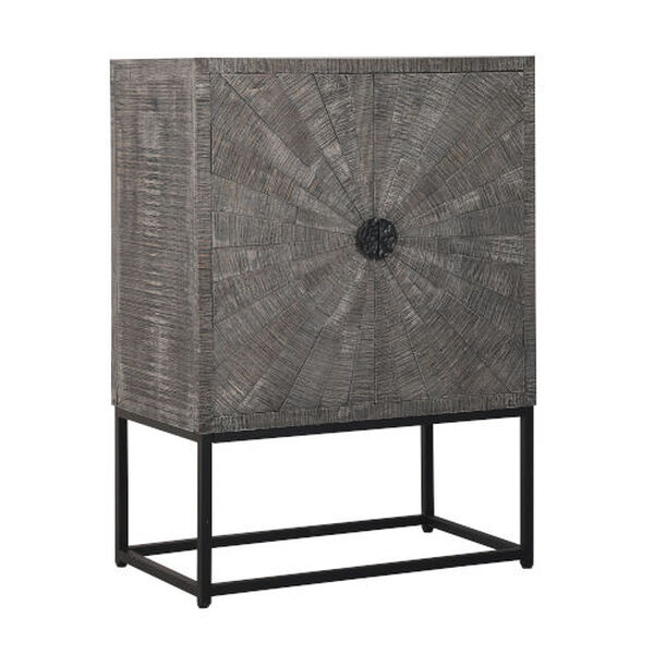 Brownish Gray and White Two Door Bar Cabinet, image 1
