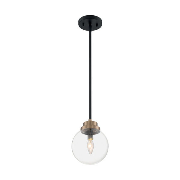 Axis Matte Black and Brass One-Light Pendant, image 2