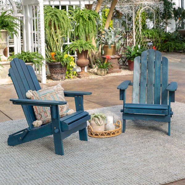Navy Blue Wash 38-Inch Outdoor Adirondack Chair, image 2