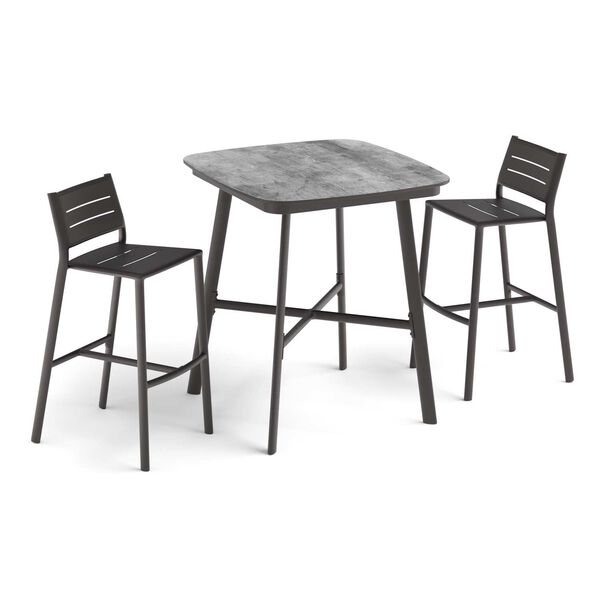 Eiland Gray Black Three-Piece Square Bar Table and Bar Stools Set, image 1