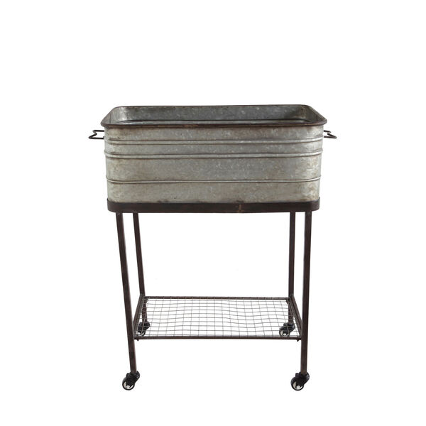 Metal Planter on Stand with Casters, image 1