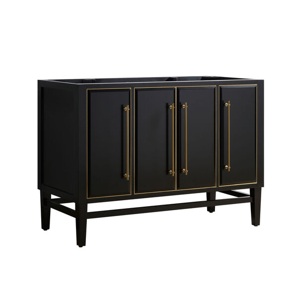 Black 48-Inch Bath vanity Cabinet with Gold Trim, image 2
