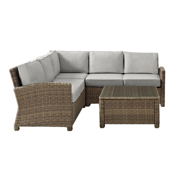 Bradenton Weathered Brown and Gray Outdoor Wicker Sectional Set, 4-Piece, image 5