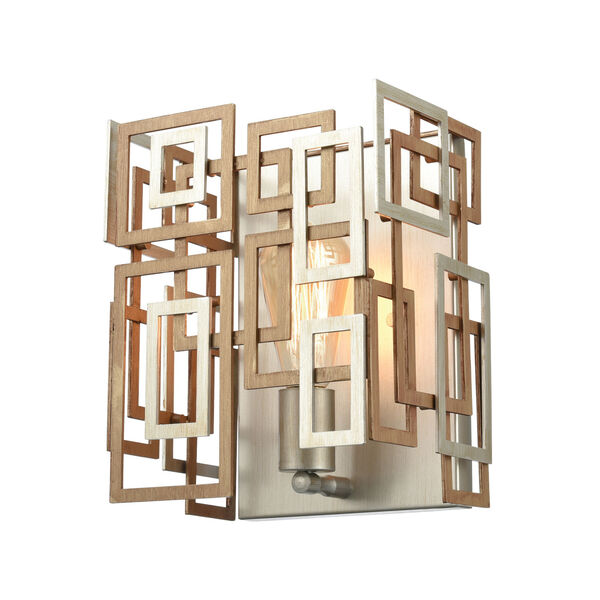 Gridlock Matte Gold and Aged Silver One-Light Wall Sconce, image 4