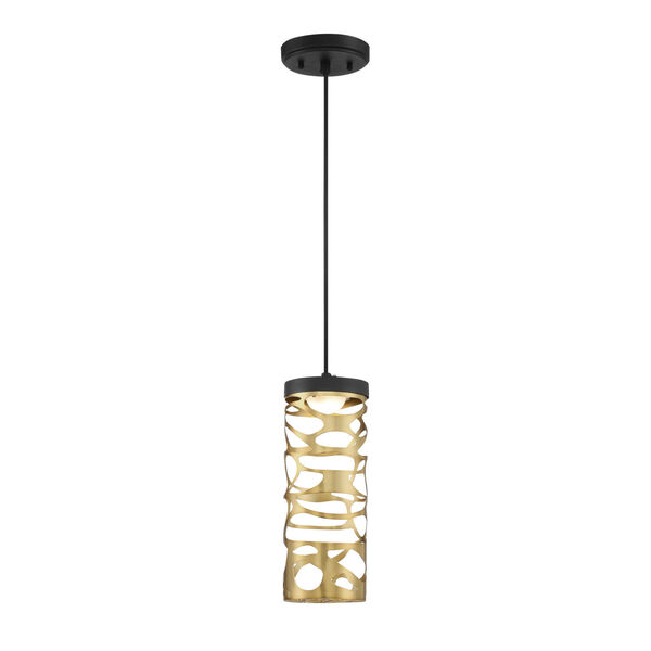 Coal and Honey Gold LED One-Light 4.5-Inch mini pendant With Honey Gold Steel, image 1