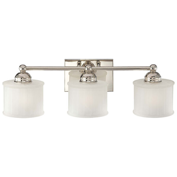 1730 Series Polished Nickel Three-Light Bath Fixture with Etched Glass, image 1