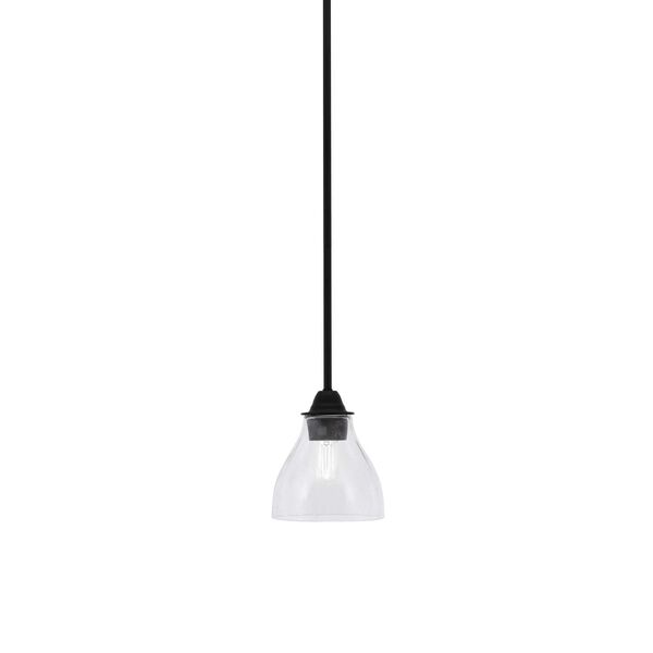 Paramount Matte Black One-Light Mini Pendant with Six-Inch Clear Bubble Glass, image 1