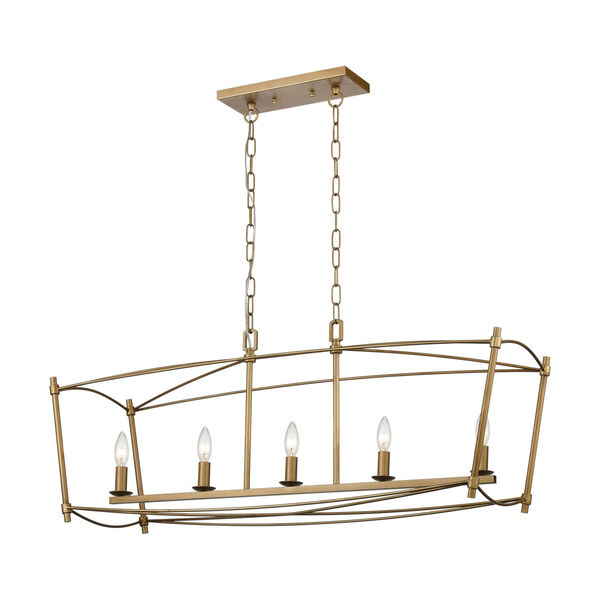 Trapan Aged Gold Five-Light Island Chandelier, image 1