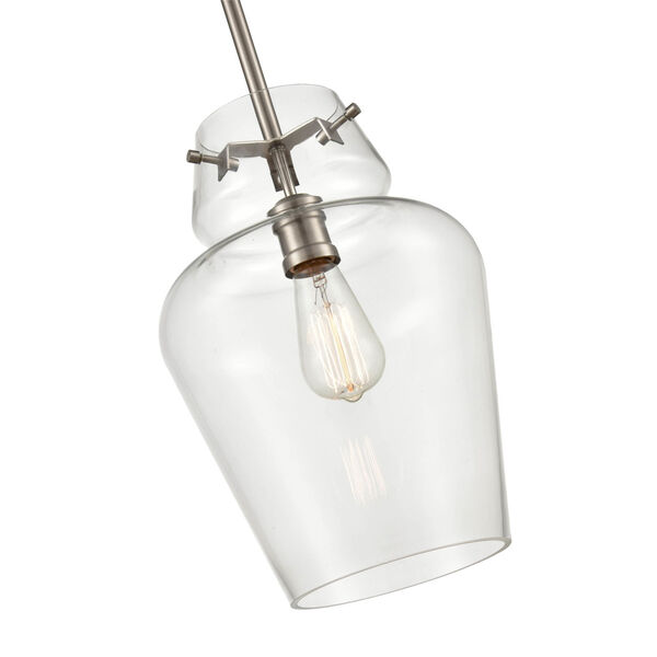 Satin Nickel One-Light 12-Inch Pendant With Transparent Glass, image 3