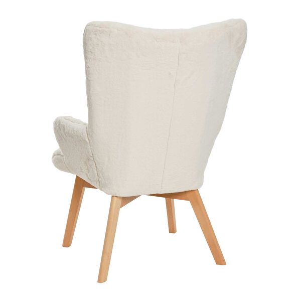 White Plush Wingback Chair, image 3