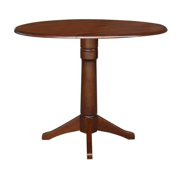 Espresso 36-Inch Round Dual Drop Leaf Pedestal Dining Table, image 1