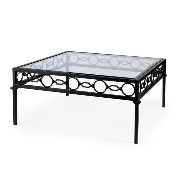 Southport Black Iron Upholstered Outdoor Coffee Table, image 1