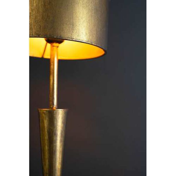 Gold Antique Table Lamp with Metal Barrel Shade, image 4