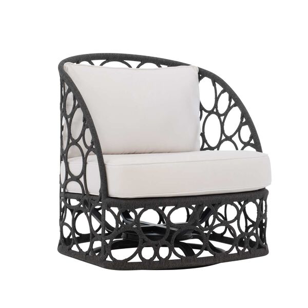 Bali Black and White Outdoor Swivel Chair, image 3