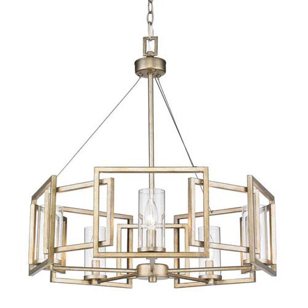 Marco White Gold Five-Light Chandelier with Clear Glass Shade, image 2