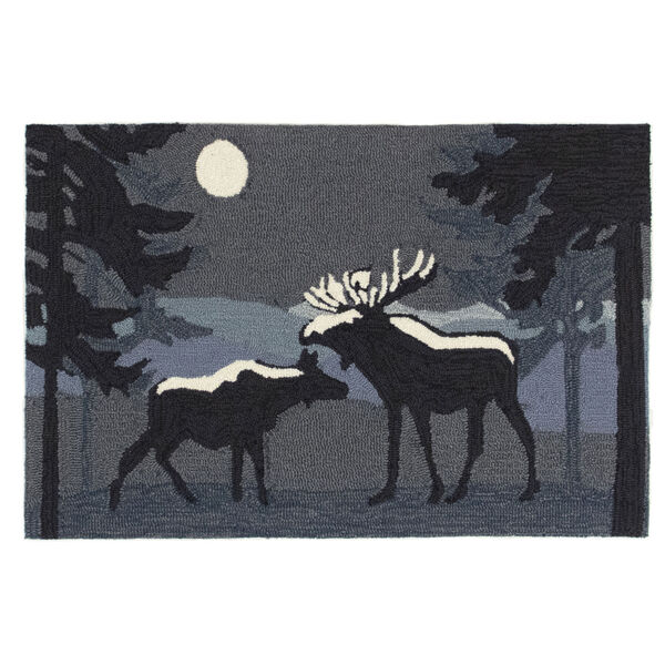 Liora Manne Frontporch Black 24 x 36 Inches Moonlit Moose Indoor/Outdoor Rug, image 1