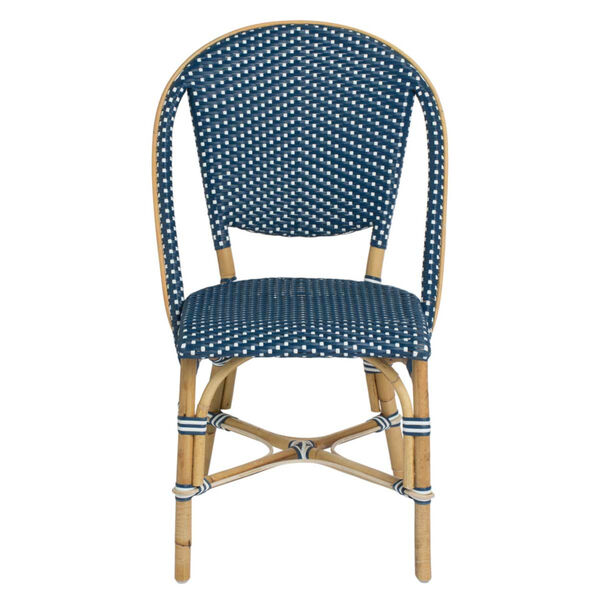 Sofie Natural Rattan Bistro and Navy with White Dots Side Chair, image 1