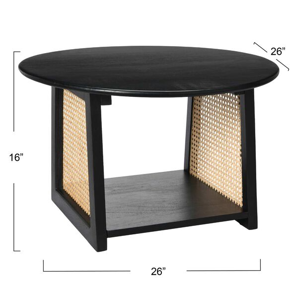 Black Mango Wood with Woven Cane Coffee Table, image 5
