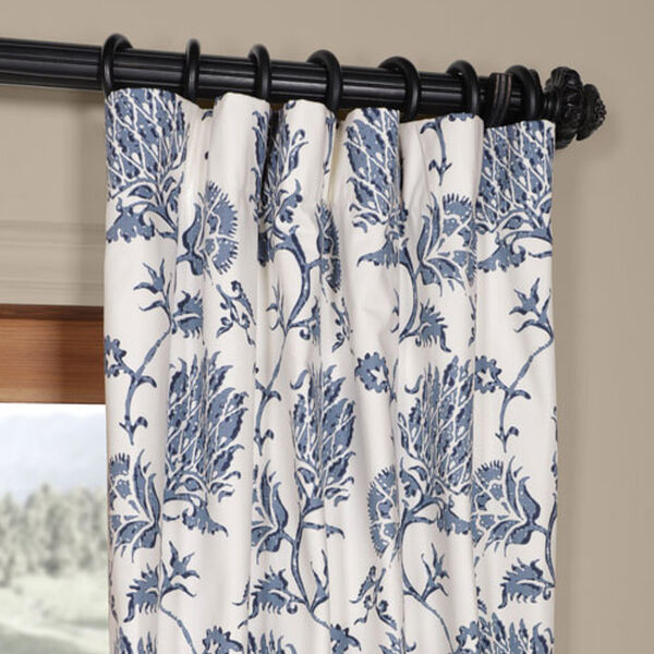 Royal Blue 96 x 50 In. Printed Cotton Twill Curtain Single Panel, image 2