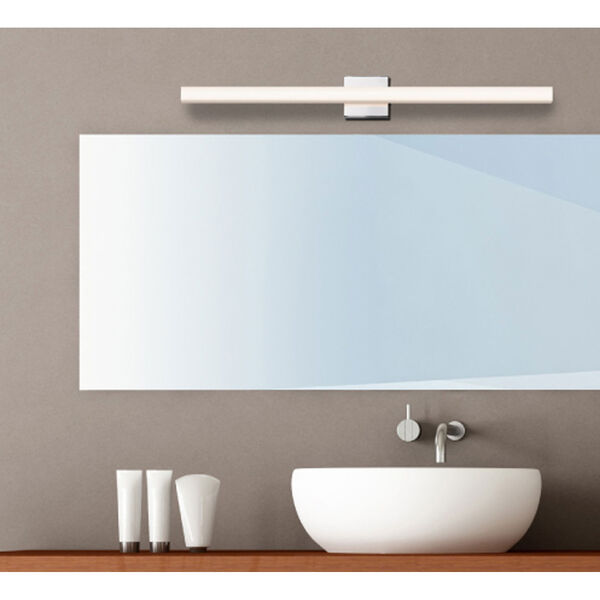 SQ-bar Satin Nickel LED 24-Inch Bath Fixture Strip with White Acrylic Shade, image 4