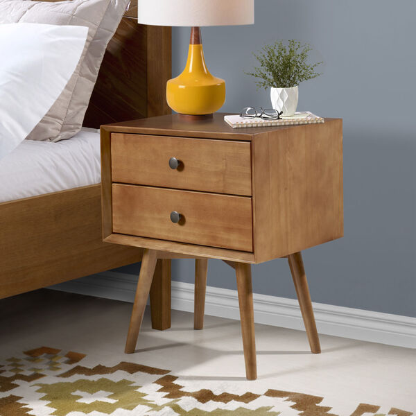 Brown Two Drawer Nightstand, image 1
