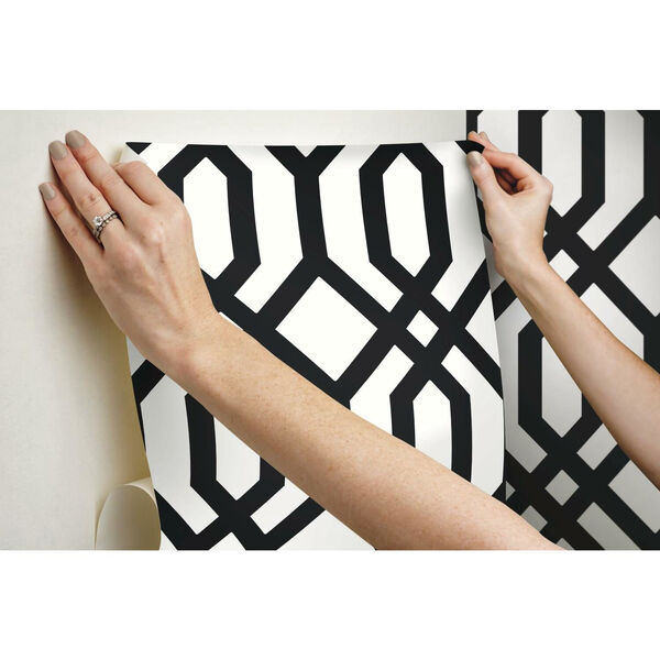 Gazebo Lattice Black White Peel and Stick Wallpaper - SAMPLE SWATCH ONLY, image 3