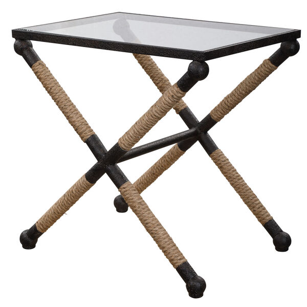 Braddock Black, Brown and Clear 16-Inch Coastal Accent Table, image 3