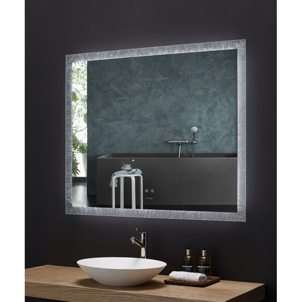 Frysta White 48 x 40 Inch LED Frameless Rectangualar Mirror with Dimmer and Defogger, image 4