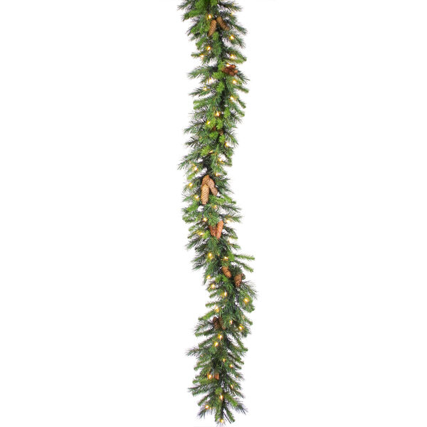 Green 9 Foot LED Cheyenne Garland with 100 Warm White Lights, image 1