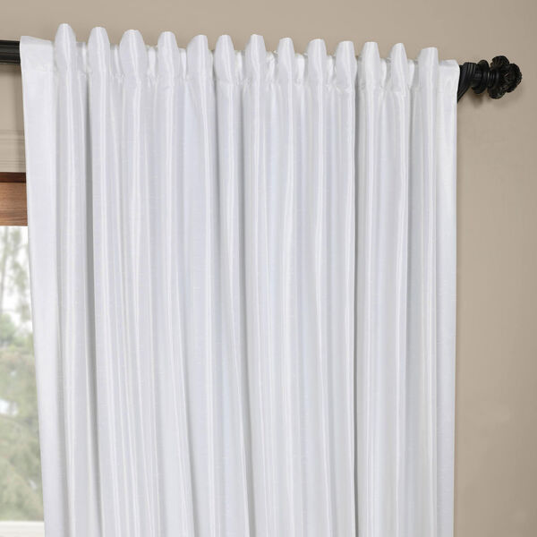 Ice White Double Wide Vintage Textured Faux Dupioni Single Panel Curtain 100 x 96, image 4