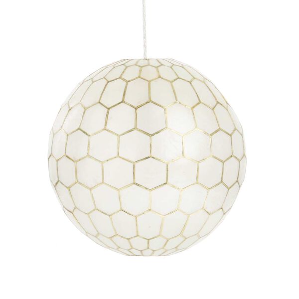White and Antique Gold One-Light 16-Inch Pendant, image 3