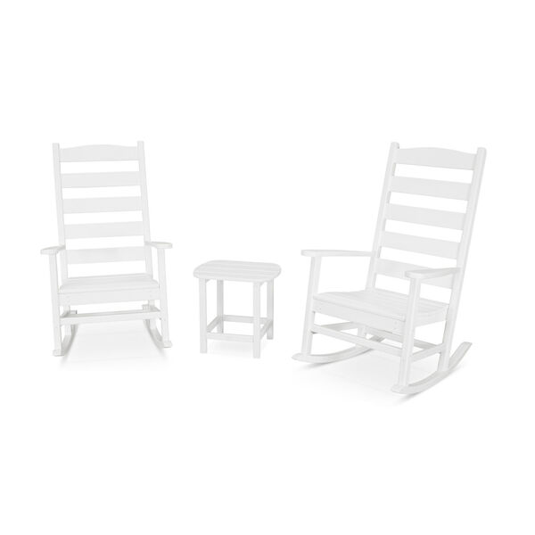 Shaker White Porch Rocking Chair Set, 3-Piece, image 1