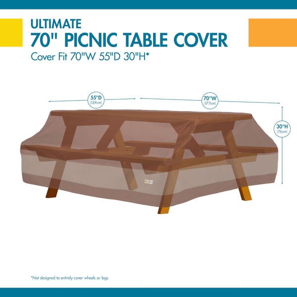 Ultimate Mocha Cappuccino 70-Inch Picnic Table Cover, image 2