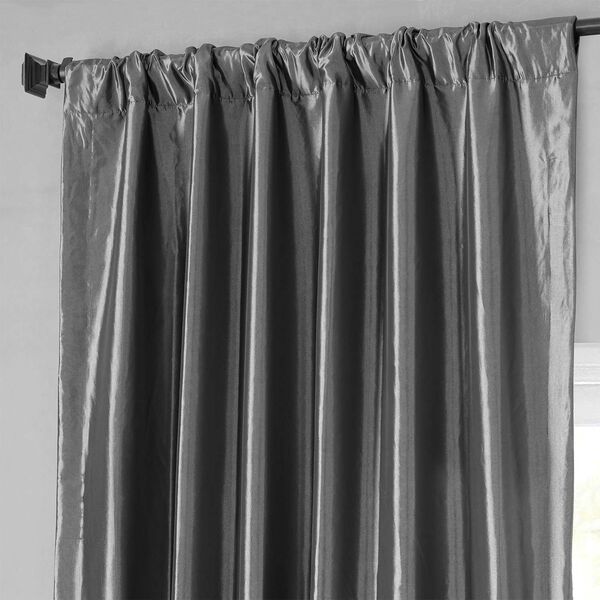 Graphite Faux Silk Taffeta Single Panel Curtain 50 x 120, image 4