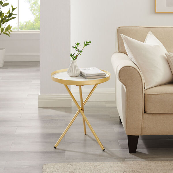 Trebent Gold and White Side Table, image 3