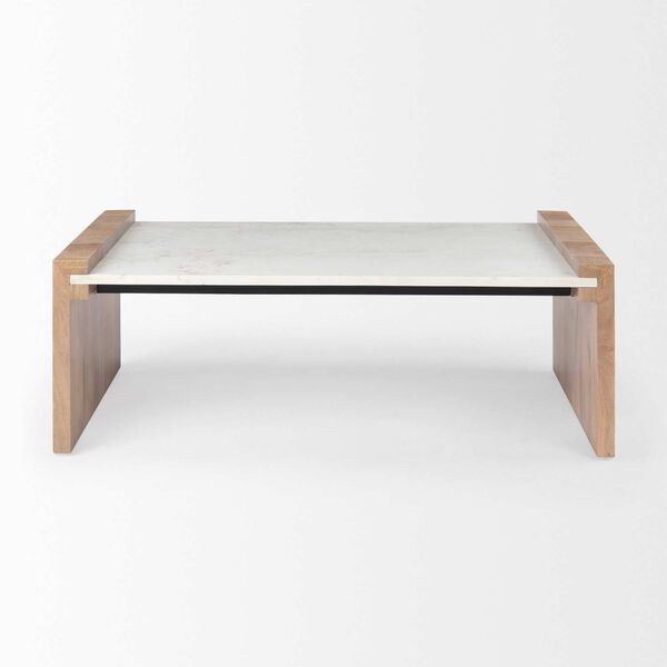 Athens Light Brown and White Marble Coffee Table, image 2