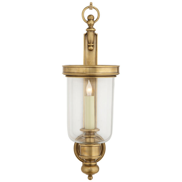 Georgian Small Hurricane Wall Sconce in Antique-Burnished Brass by Chapman and Myers, image 1