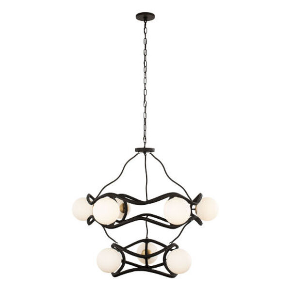 Black Betty Carbon French Gold Nine-Light Two-Tier Chandelier, image 1