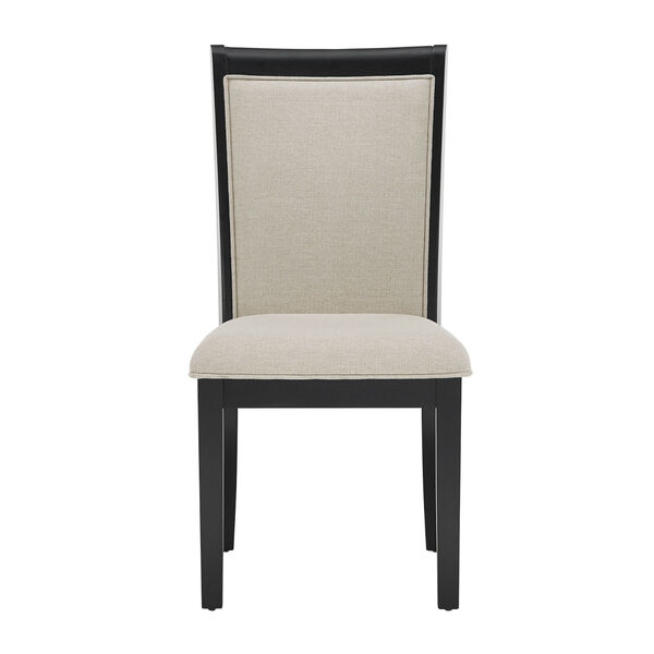 Tate Satin Ebony and Dove White Upholstered Back Dining Chair, image 2