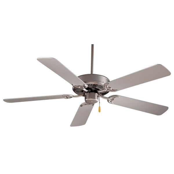 Contractor 52-Inch Ceiling Fan in Brushed Steel with Five Silver Blades, image 1