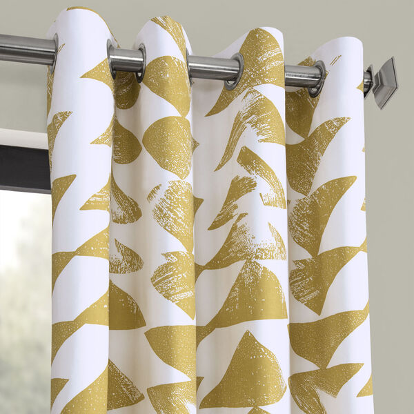 Triad Gold Grommet Printed Cotton Twill Curtain Single Panel, image 2
