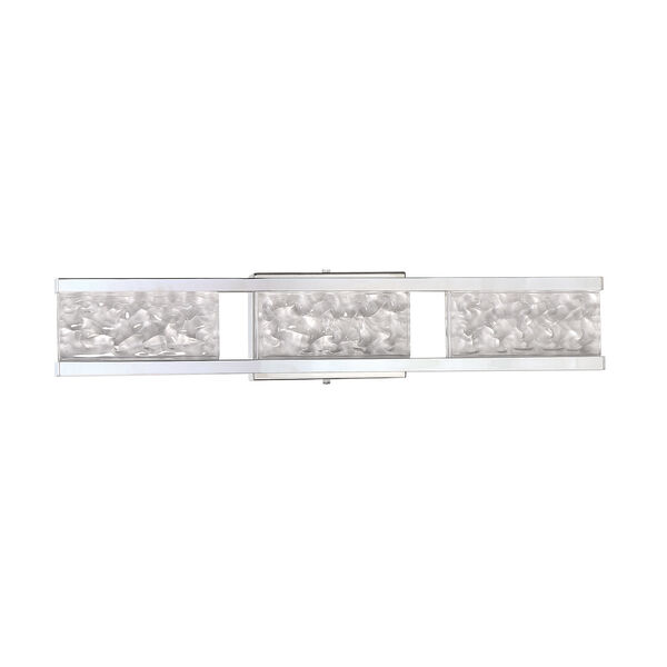 Callavio Chrome 8-Inch Three-Light LED Bath Vanity with Frosted Fossilized Ice Glass, image 2