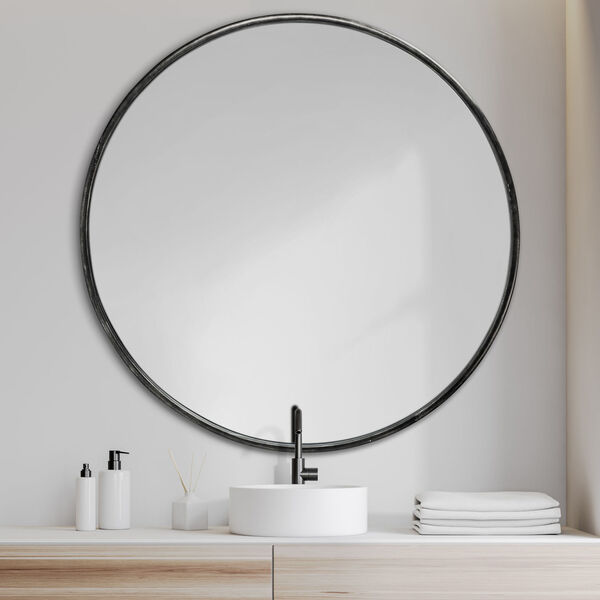 Piper Black Round Wall Mirror, image 3