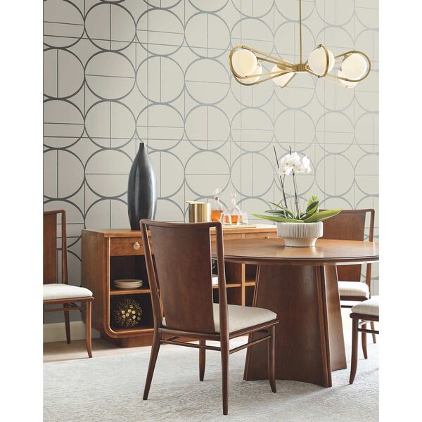 Sun Circles  Taupe and Silver Wallpaper, image 1